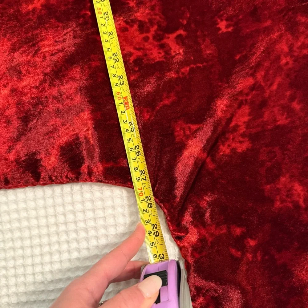 NWT - Anthropologie Pilcro Orsay Cherry Red Velvet Button Down Top Size L - Picture 9 of 10